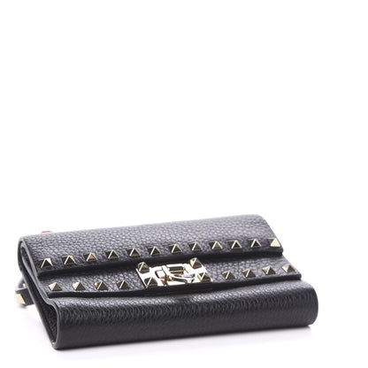 Valentino Garavani Grainy Calfskin Rockstud Double Flap Belt Bag Black 3 of 8