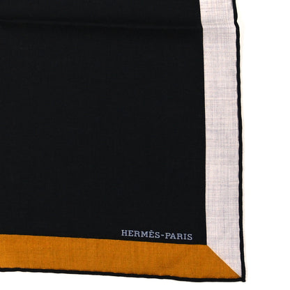 Hermes Cashmere Silk Encadre Blason Scarf 90 Black Gris Clair 3 of 3