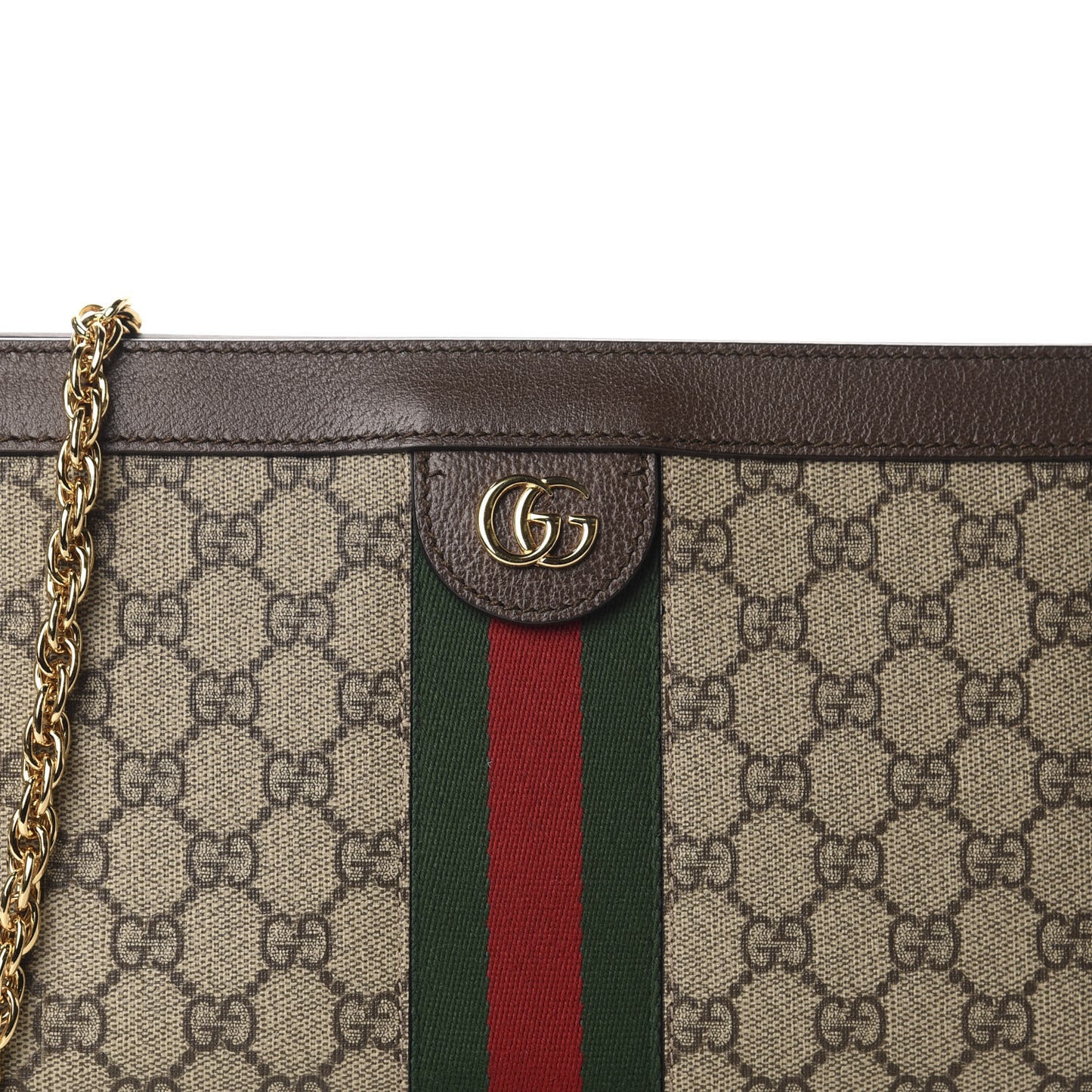 GG Supreme Monogram Web Small Ophidia Chain Shoulder Bag Brown