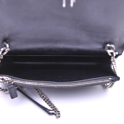Saint Laurent Calfskin Crocodile Embossed Kate Monogram Tassel Chain Wallet Black 5 of 17