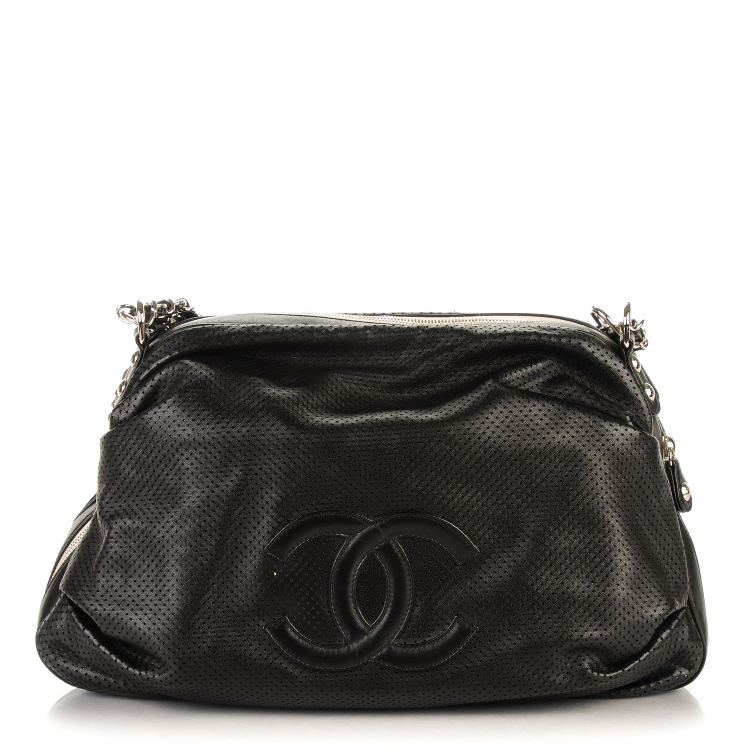 Chanel Lambskin Perforated Baseball Spirit Ligne Bag Black 1 of 9