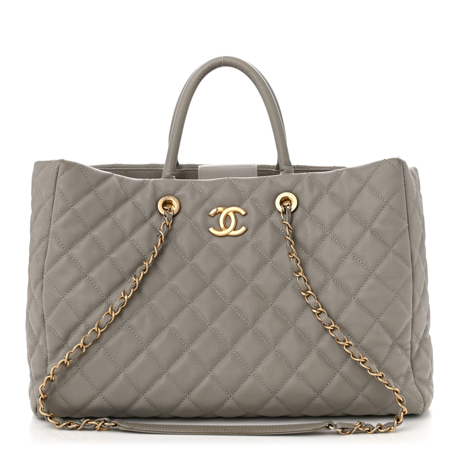 Chanel Caviar Quilted Large Coco Handle Shopping Tote Grey 1 of 13