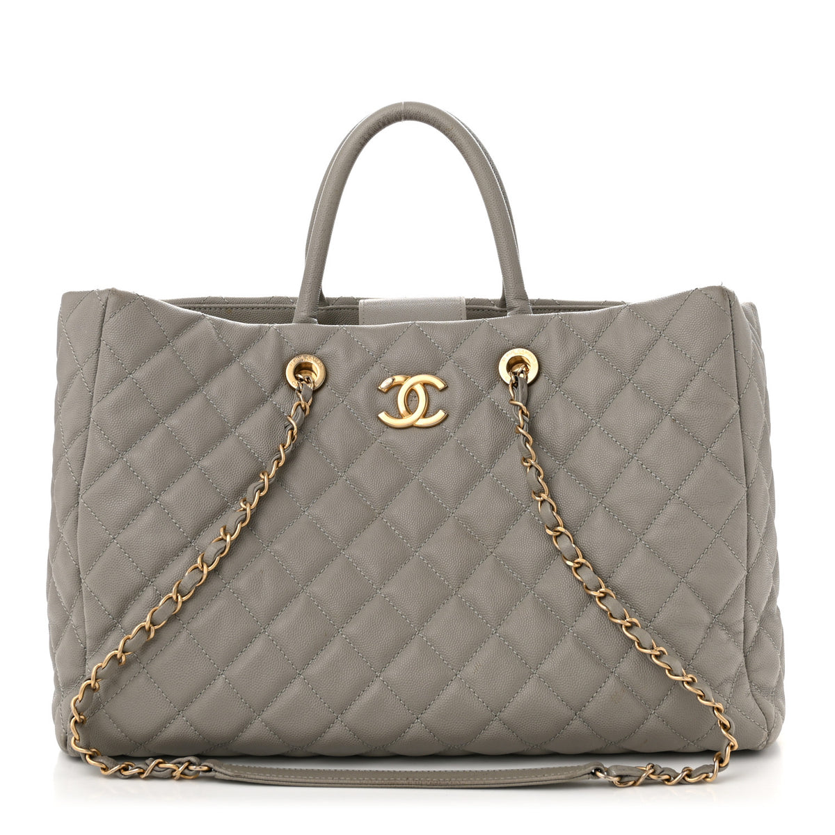 Chanel Caviar Quilted Large Coco Handle Shopping Tote Grey 1 of 13