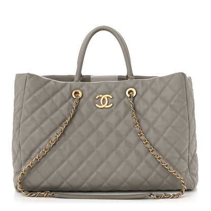 Chanel Caviar Quilted Large Coco Handle Shopping Tote Grey 1 of 13