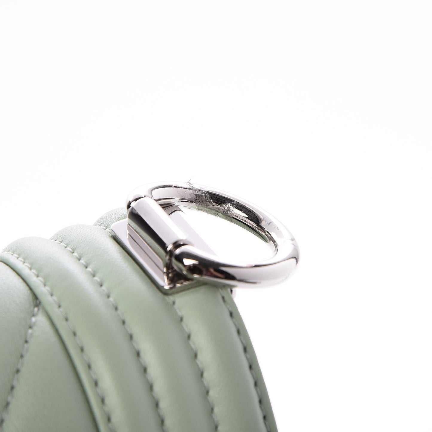 Calfskin Chevron Quilted Medium Boy Flap Light Green