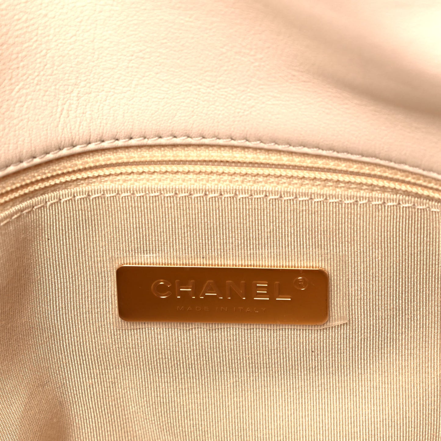 Lambskin Quilted Large Chanel 19 Flap Beige