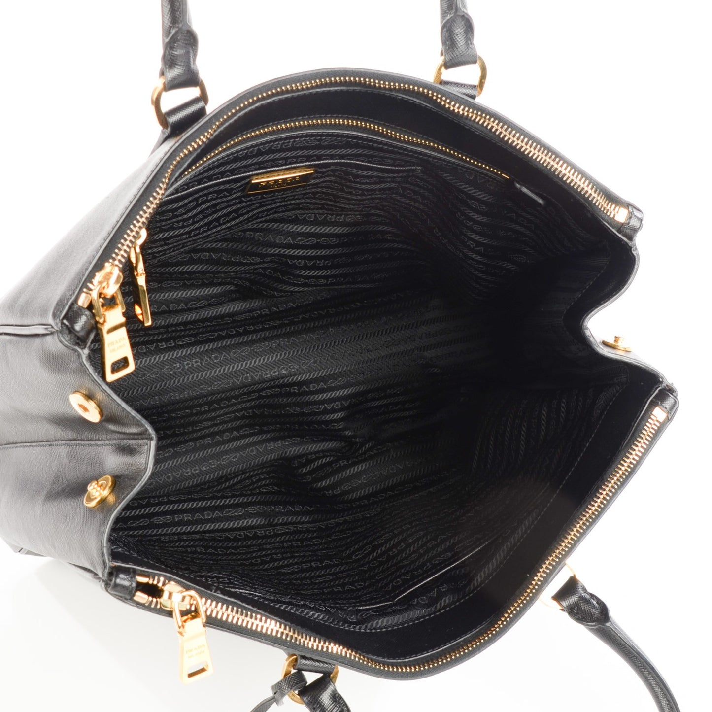 Saffiano Large Galleria Double Zip Tote Black