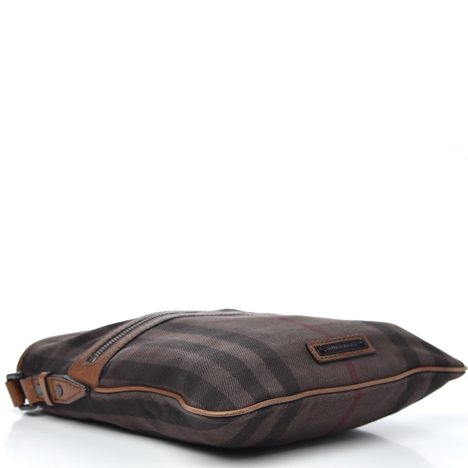 Burberry Overdyed Canvas House Check Flat Crossbody Messenger Bag Dark Brown 4 of 11