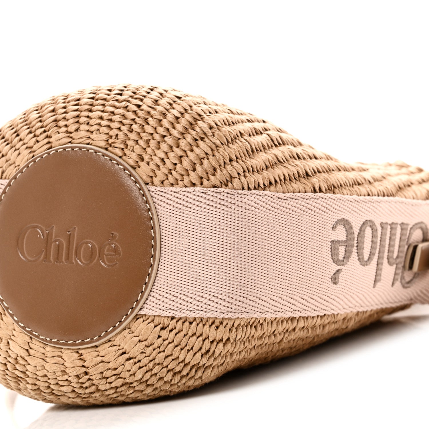ミエコウエサコ バック ベージュ Chloe X MIFUKO Raffia Calfskin Small Woody Basket Shoulder Bag