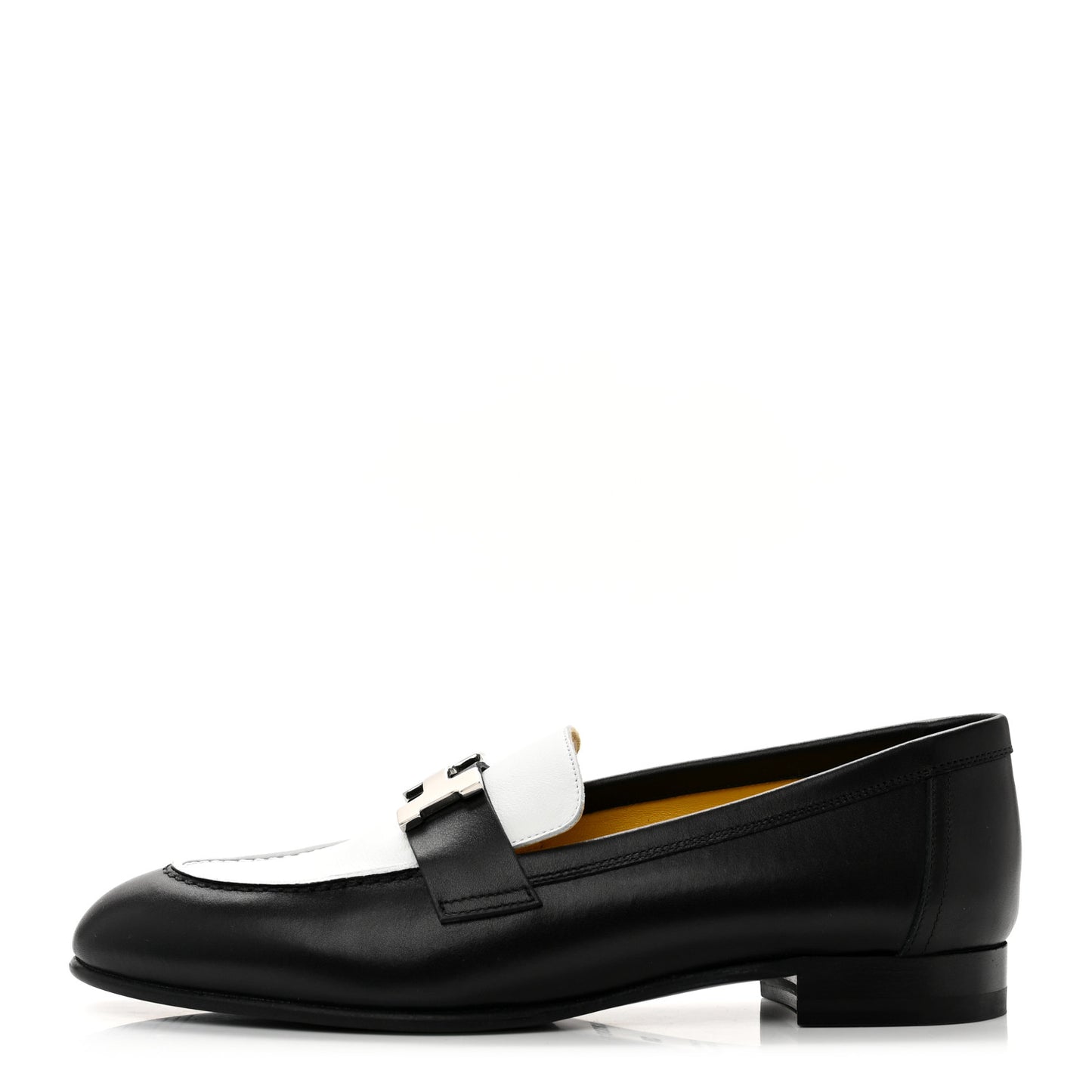 Calfskin Womens Paris Loafers 36 Black White