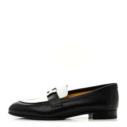 Hermes Calfskin Womens Paris Loafers 36 Black White 1 of 9