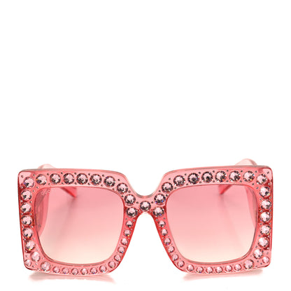 Gucci Acetate Crystal Oversize Sunglasses GG0145S Pink 2 of 7