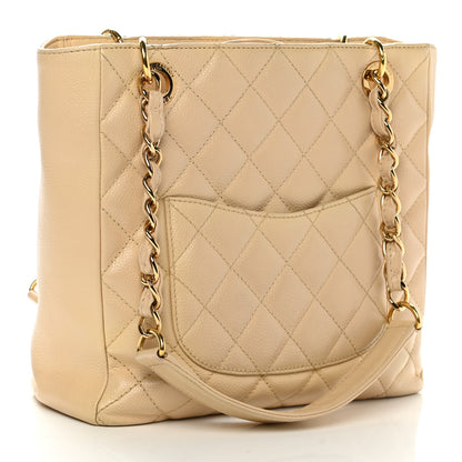 Chanel Caviar Quilted Petit Shopping Tote PST Beige 3 of 11