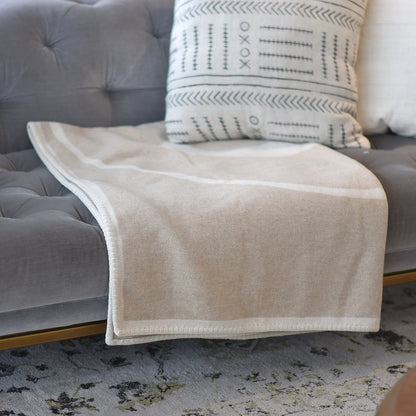 Chanel Merino Wool Cashmere CC Throw Blanket Beige White 2 of 5