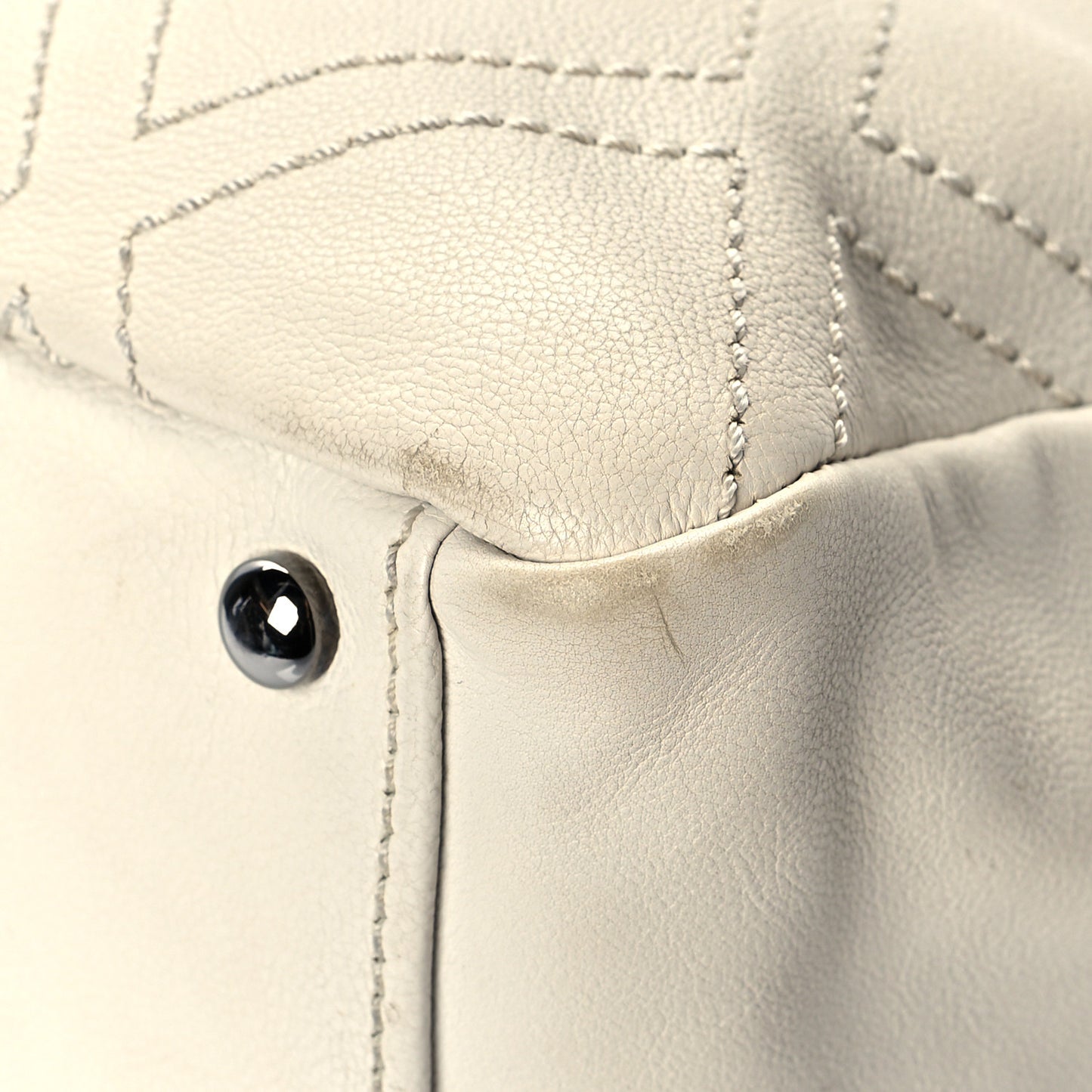 Calfskin Small Diamond Stitch Tote White