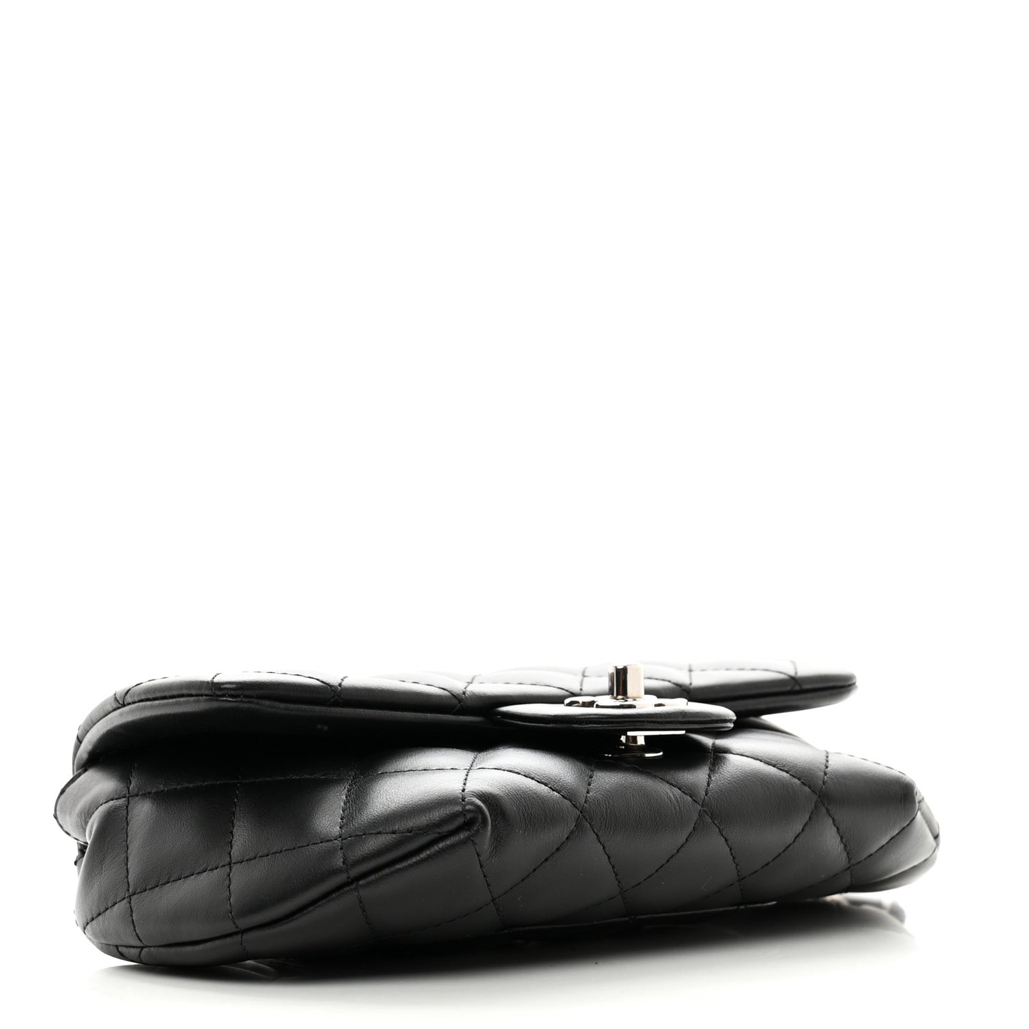 Calfskin Quilted CC Uniform Flap Belt Bag Black