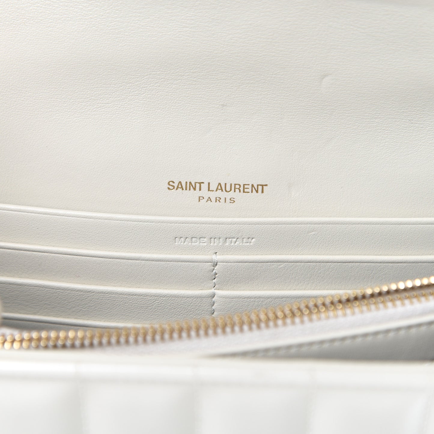Patent Calfskin Matelasse Monogram Vicky Chain Wallet Off White