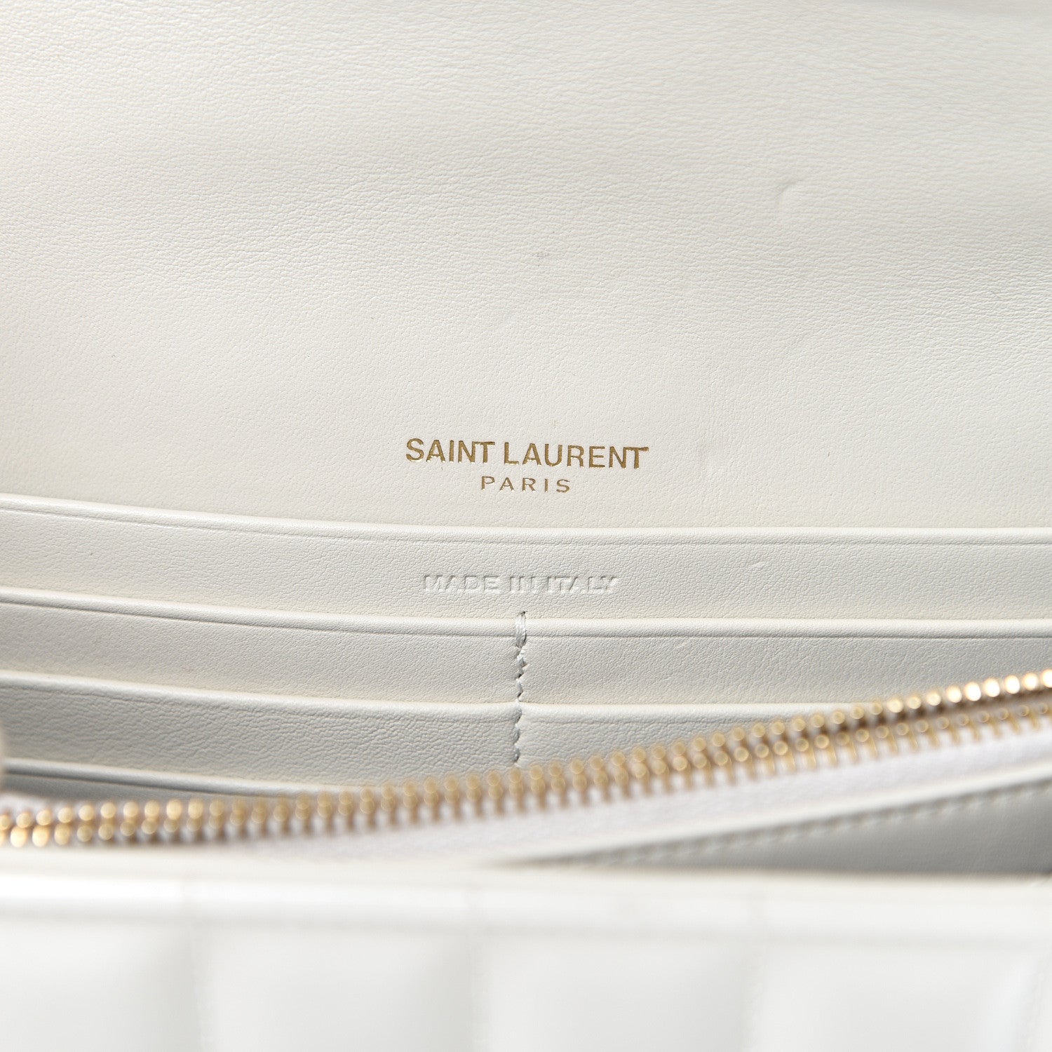 Saint Laurent Patent Calfskin Matelasse Monogram Vicky Chain Wallet Off White 5 of 13