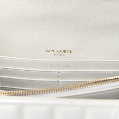 Saint Laurent Patent Calfskin Matelasse Monogram Vicky Chain Wallet Off White 5 of 13