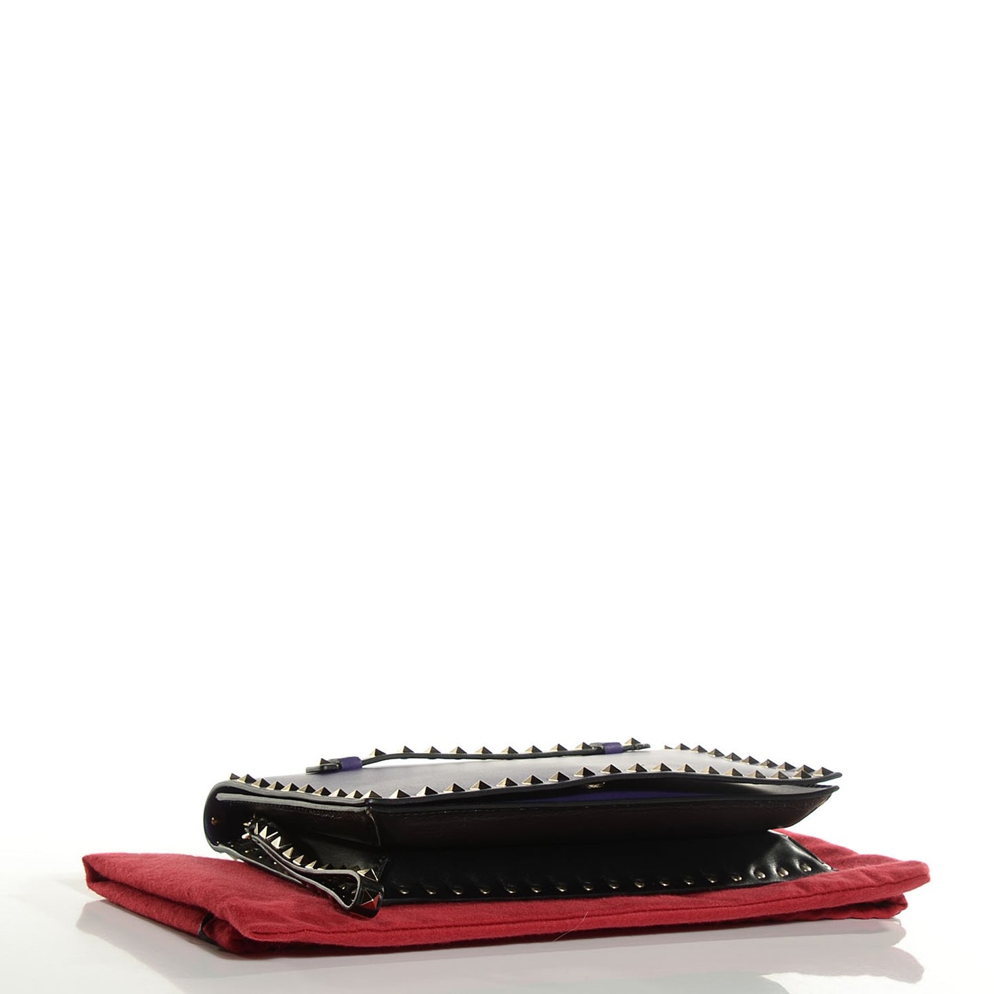 Nappa Rockstud Wristlet Clutch Purple Black