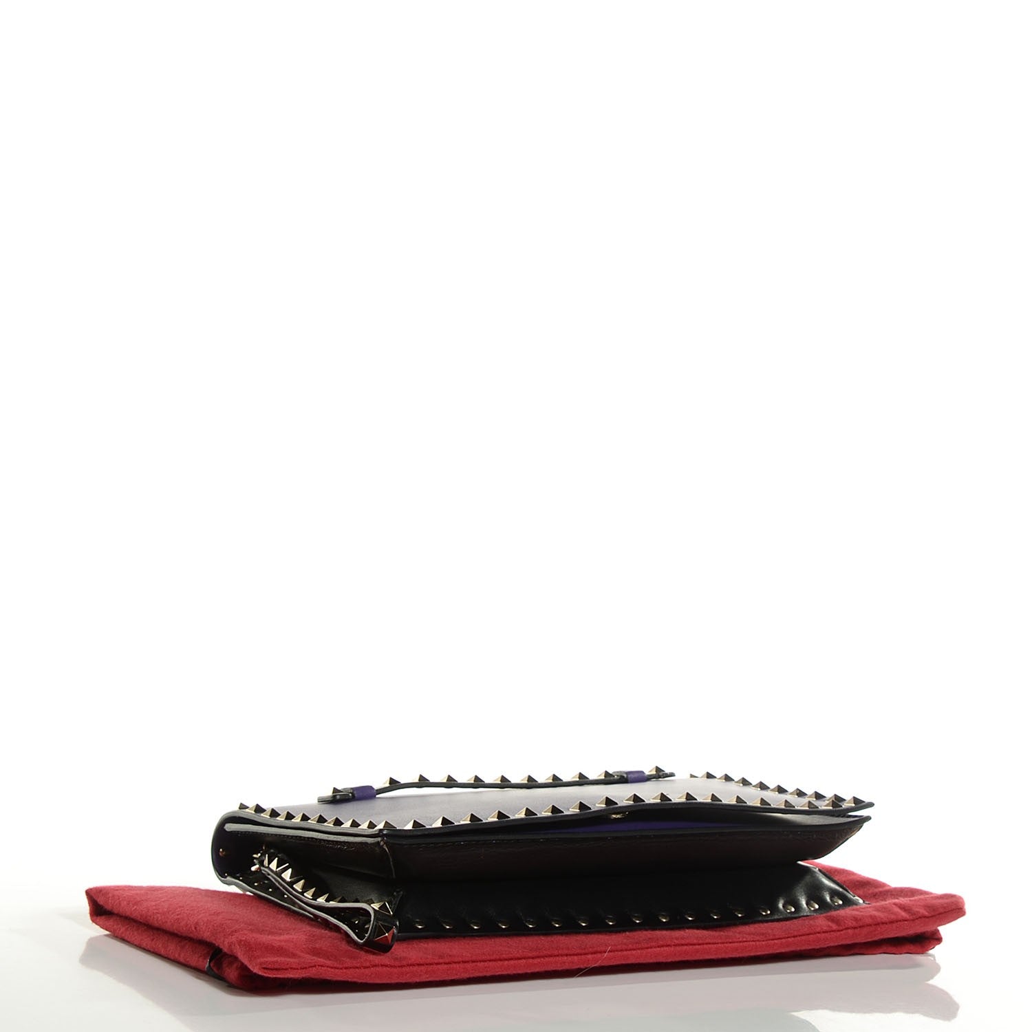 Valentino Garavani Nappa Rockstud Wristlet Clutch Purple Black 5 of 17
