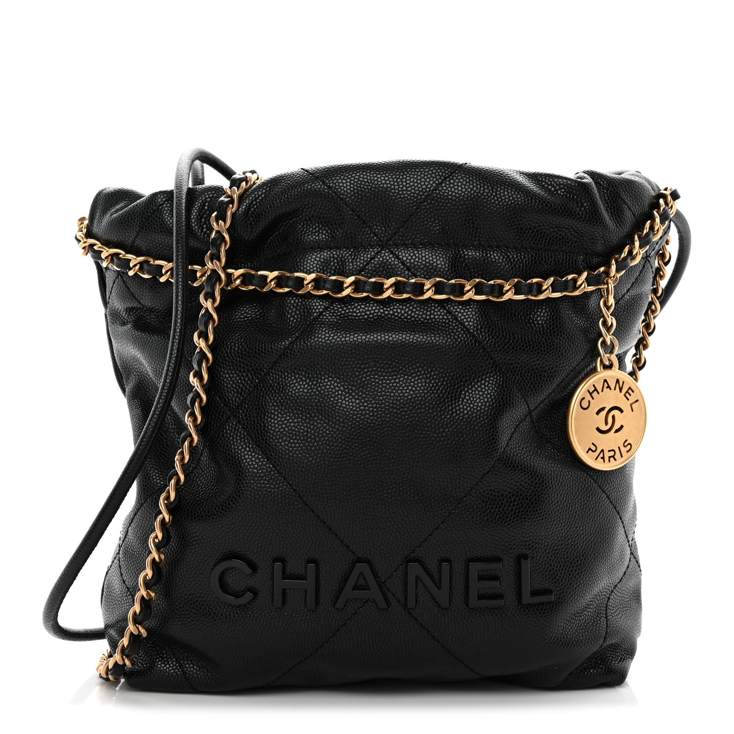 Chanel Shiny Caviar Quilted Monochrome Mini Chanel 22 Black 1 of 10