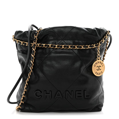 Chanel Shiny Caviar Quilted Monochrome Mini Chanel 22 Black 1 of 10