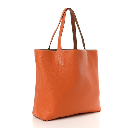 Hermes Taurillon Clemence Double Sens 45 Reversible Tote Orange Gold 7 of 28
