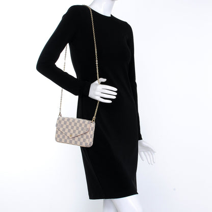 Louis Vuitton Damier Azur Pochette Felicie Chain Wallet Rose Ballerine 2 of 8