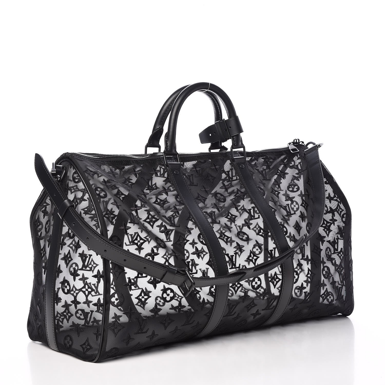 Louis Vuitton Monogram See Through Keepall Bandouliere 50 Black 3 of 8