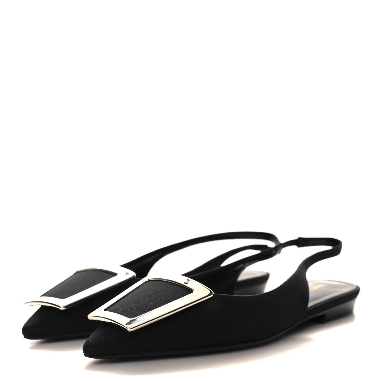 Saint Laurent Crepe De Chine Vivi 10 Plate Slingback Flats 37 Black 4 of 10