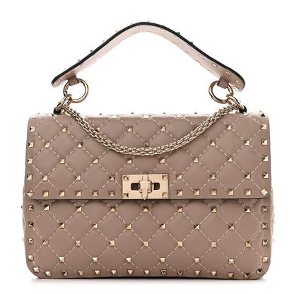 Valentino Garavani Lambskin Medium Rockstud Spike Shoulder Bag Poudre 1 of 10