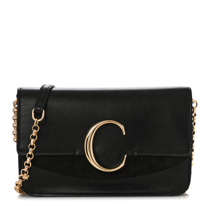 Chloe Calfskin Suede C Clutch With Chain Black 1 of 13