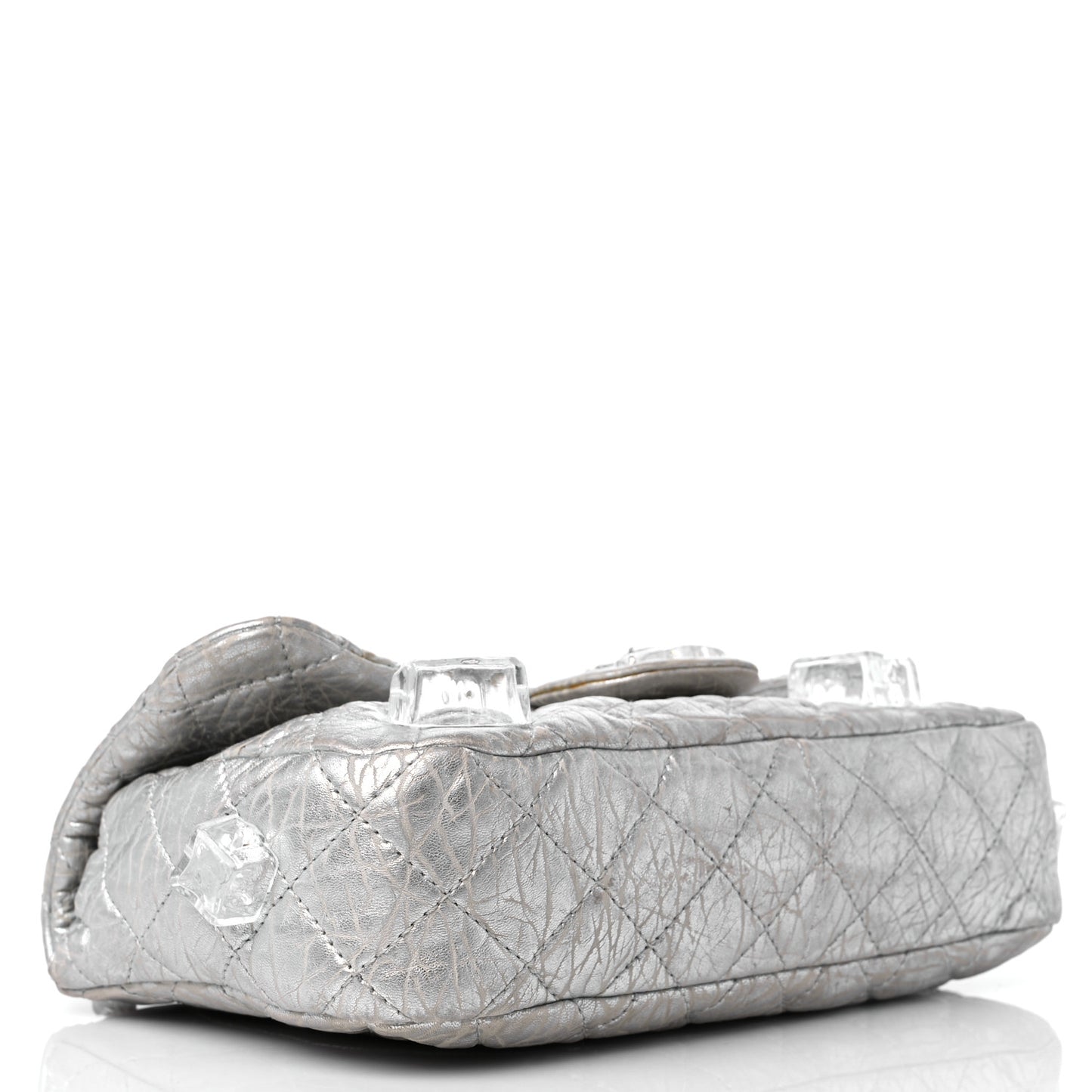 Calfskin Ice Cube On the Rocks Medium Flap Silver
