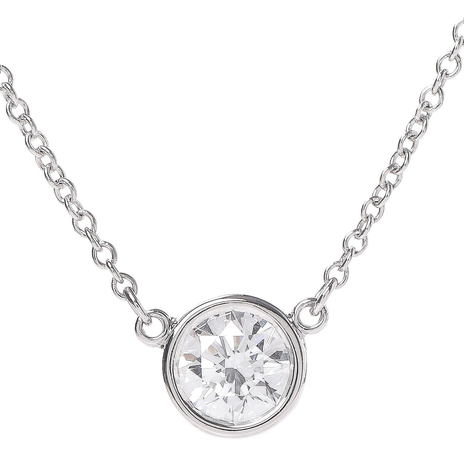 Tiffany Platinum Diamond .43ct Elsa Peretti Diamonds by the Yard Pendant Necklace 4 of 10