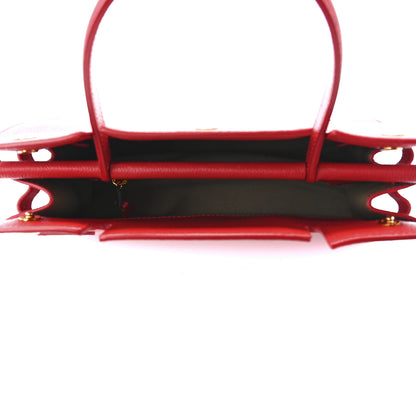 Burberry Grainy Calfskin Small Two Handle Title Bag Red 5 of 13