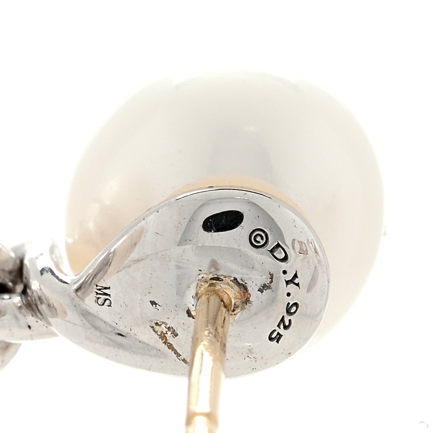 Sterling Silver Diamond Pearl Continuance Drop Earrings