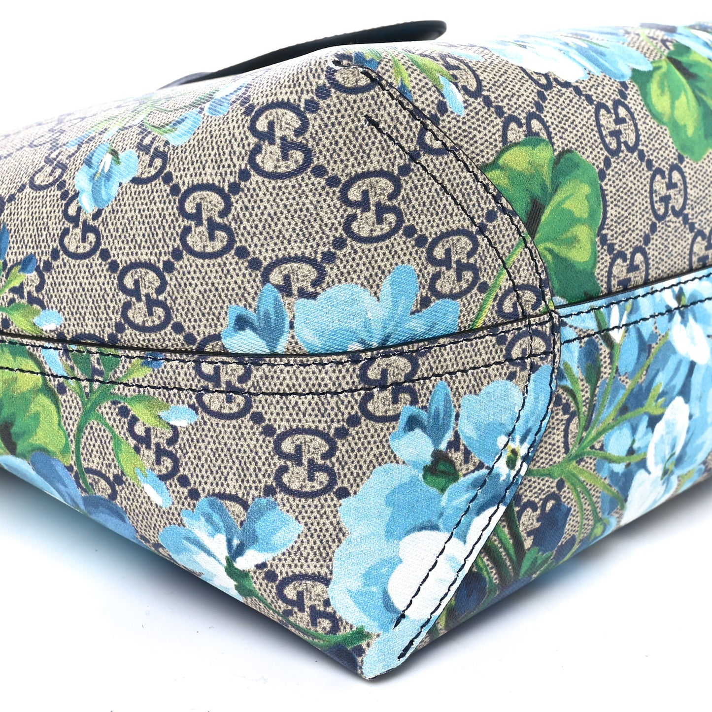 GG Supreme Monogram Blooms Medium Reversible Tote Beige Blue Navy