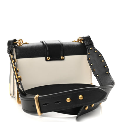 Prada City Calf Saffiano Cahier Bag Talco Black 2 of 7