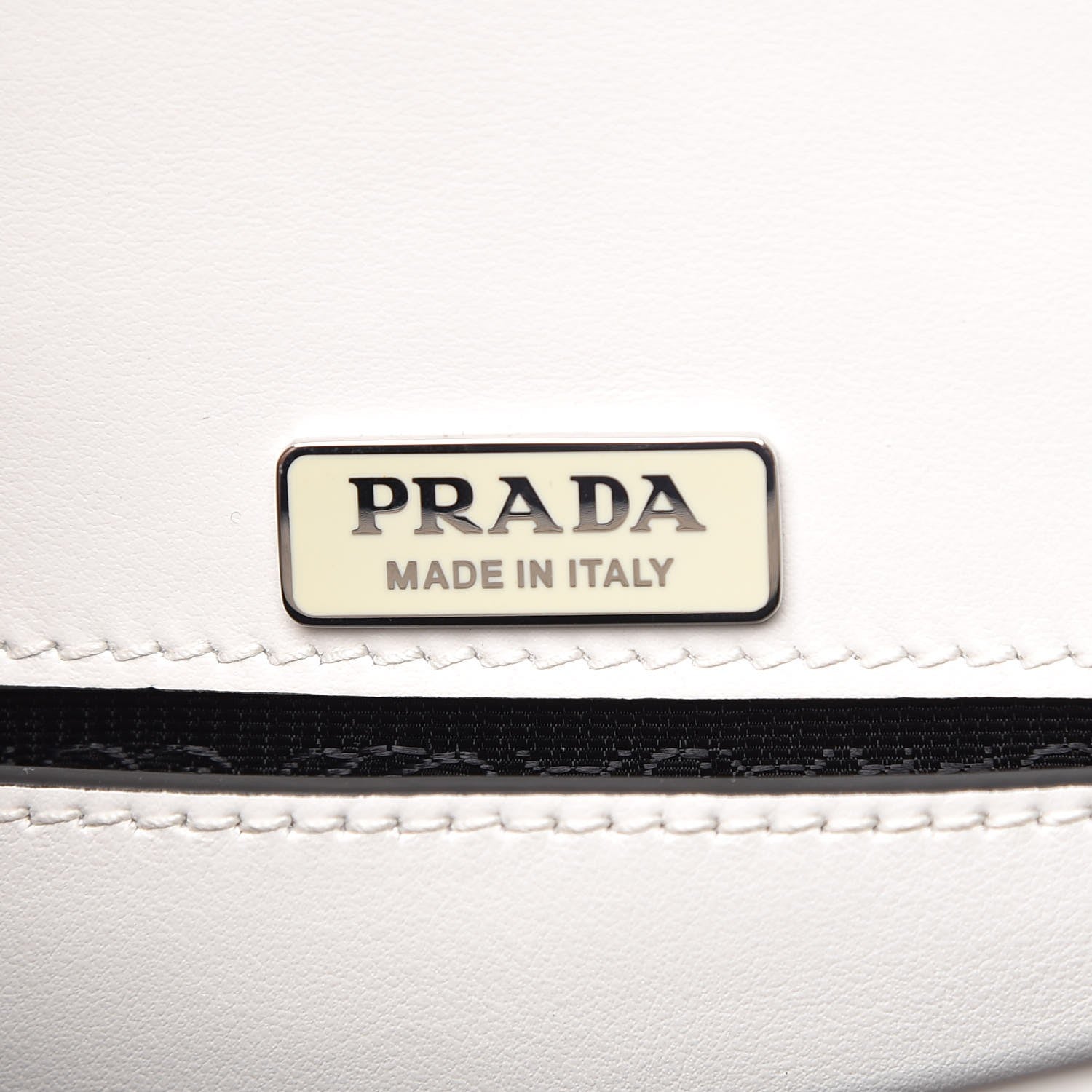 Prada City Calf Whip Stitch Fringe Saddle Bag White 6 of 6