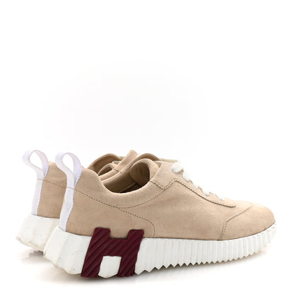 Hermes Suede Goatskin Bouncing Sneakers 35 White Gomme 5 of 9