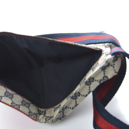 Gucci GG Monogram Web Double Pocket Belt Bag Navy Red 6 of 10