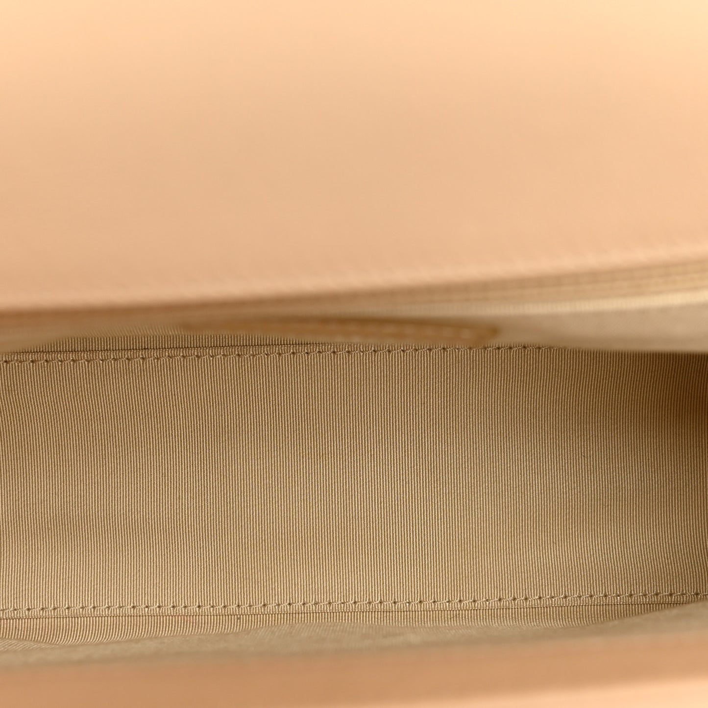 Grained Calfskin Quilted Medium Label Click Flap Bag Beige