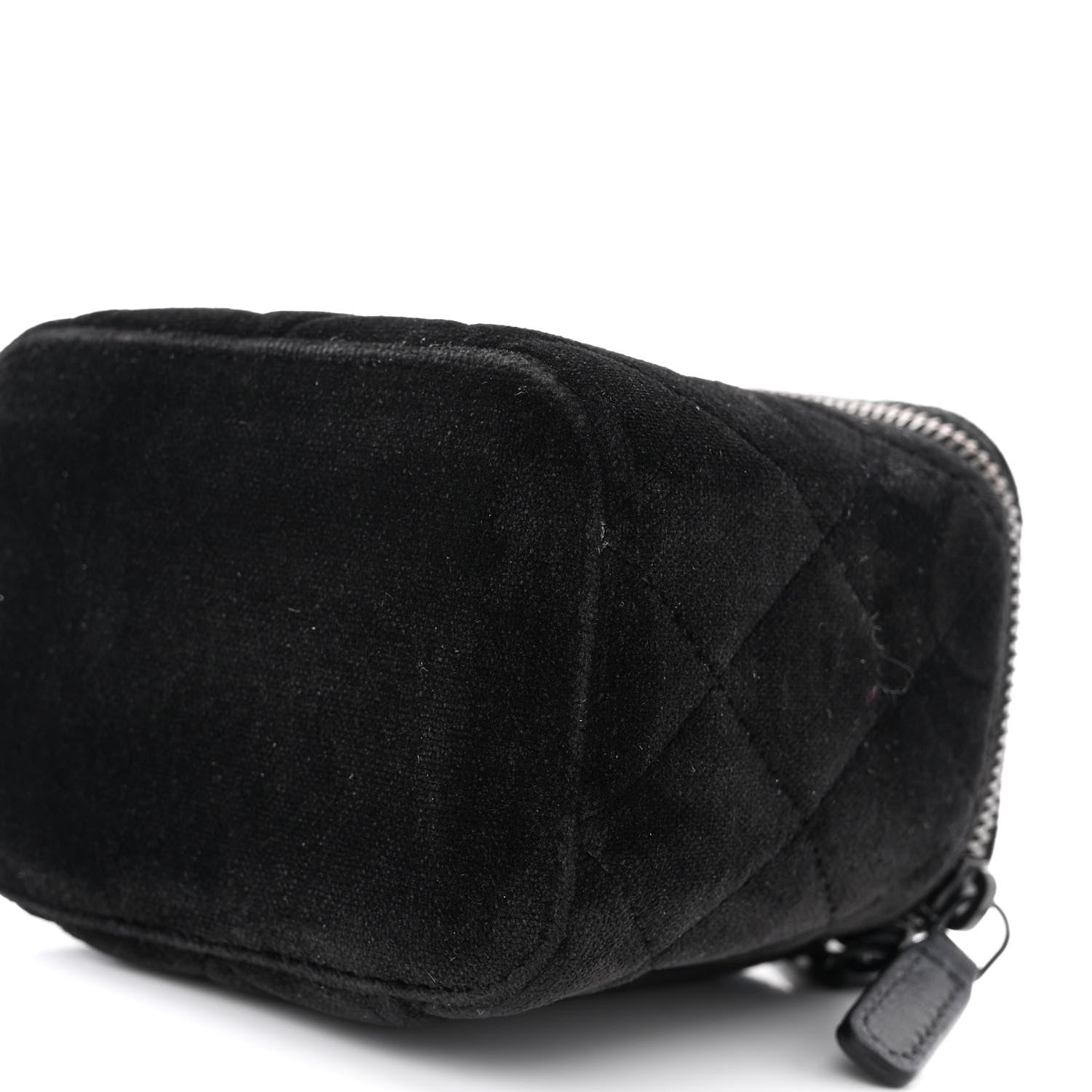 Chanel Velvet Quilted Mini Vanity Case With Chain Black 10 of 11