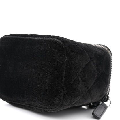 Chanel Velvet Quilted Mini Vanity Case With Chain Black 10 of 11