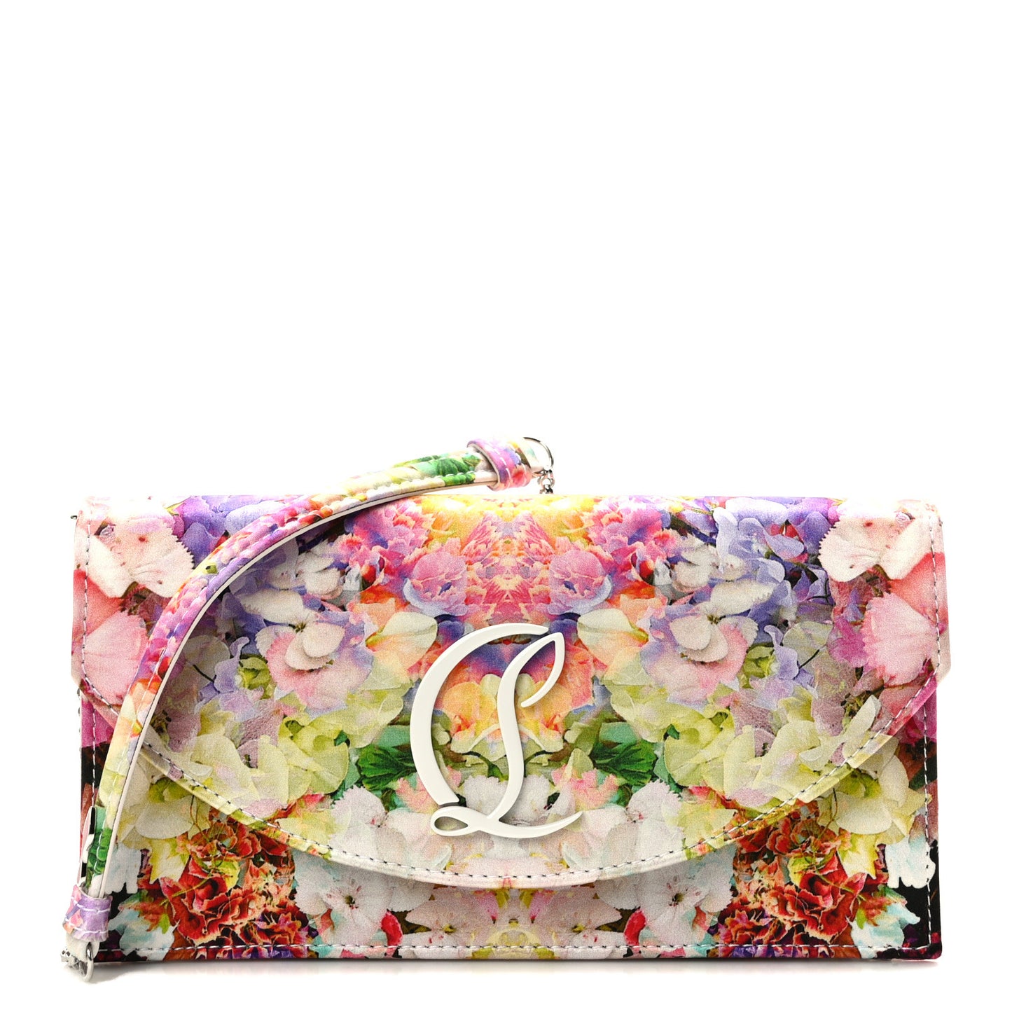 Crepe Satin Blooming Loubi54 Crossbody Clutch Multicolor