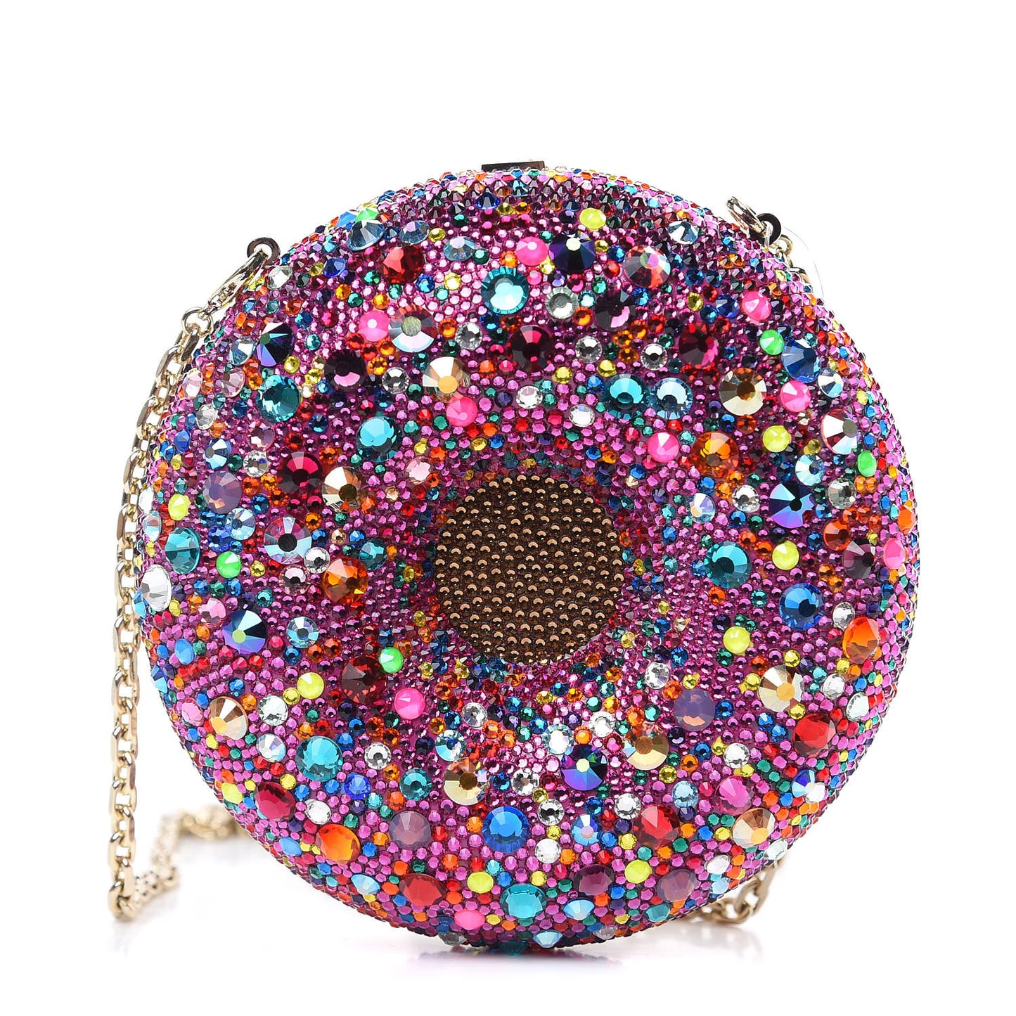 Crystal Donut Minaudiere Clutch Gold