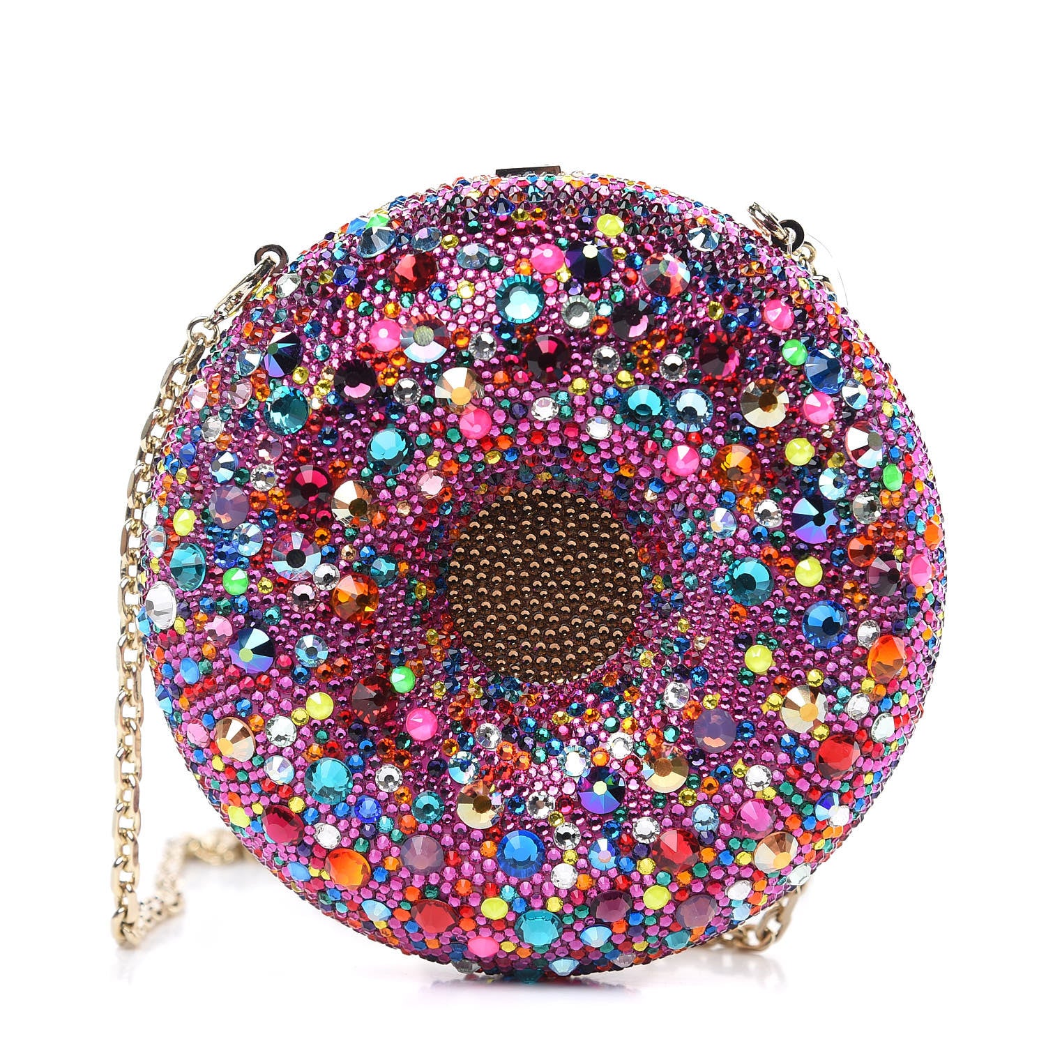 Judith Leiber Crystal Donut Minaudiere Clutch Gold 1 of 7