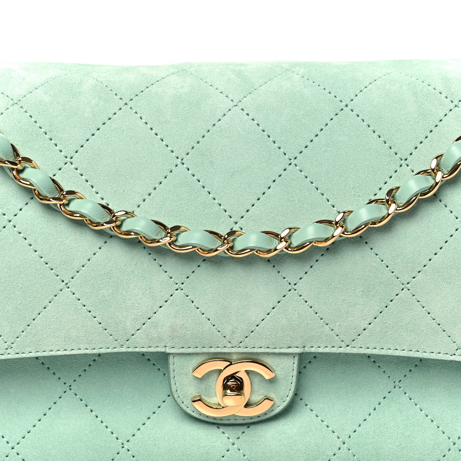 Chanel Suede Calfskin Small Souplissimo Maxi Flap Green 8 of 11