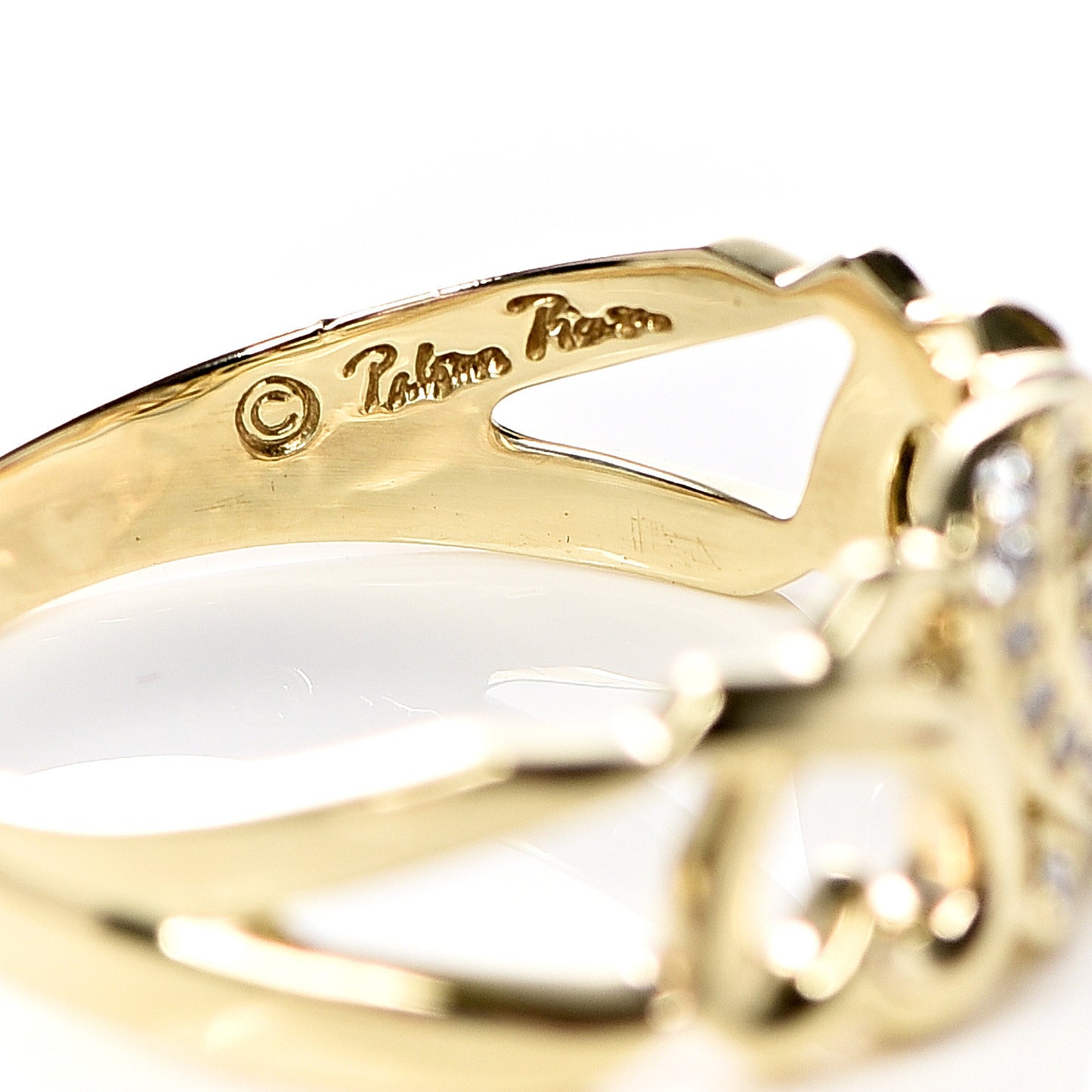 18K Yellow Gold Diamond Paloma Picasso Loving Heart Band Ring 57 8